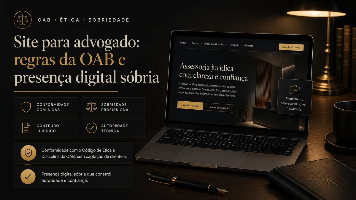 Design sóbrio e institucional para site de escritório de advocacia
