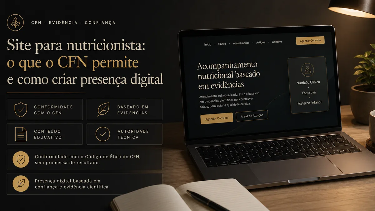 Design clean e baseado em confiança para site de nutricionista