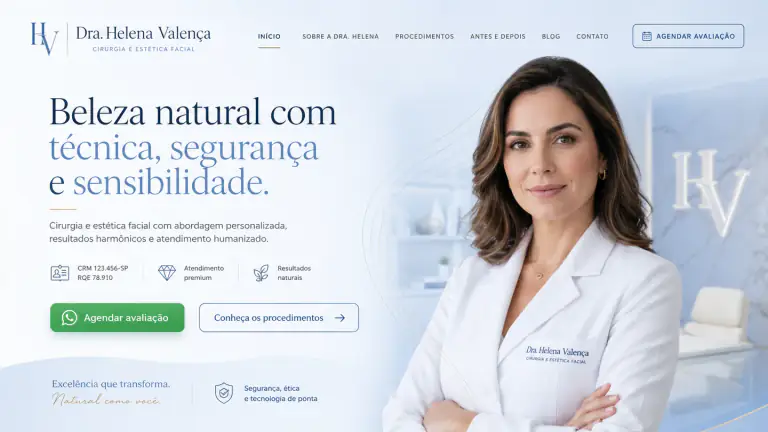 Projeto de site Dra. Helena Valença